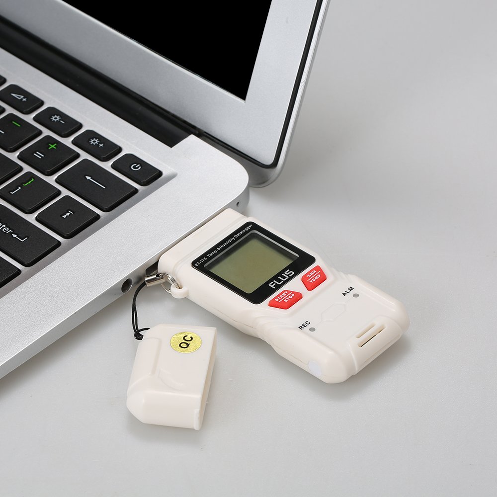 Registrador de datos de humedad y temperatura USB con pantalla LCD - Termómetro digital de alta precisión y registrador higrómetro - Capacidad de 25000 puntos de datos - Rango
