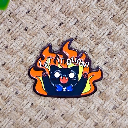 Image of Let It Burn! Angry Cat Enamel Pin - Animal World Series | Premium Enamel Pin - Statement Lapel Pin - Plated Badge for Clothing, Bags, Hats, Jackets, and Lanyards