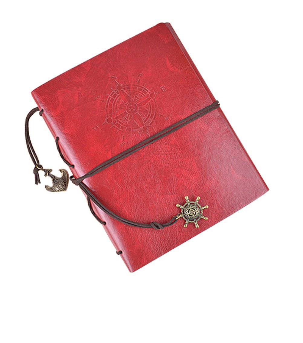 YIYO 60 Pages 21.8 x 18 cm 3 - 7 inch Hand Scrapbook DIY Vintage PU Leather Family Photo Mini Album Book with Belt for Fuji Instax Mini 7S 8 25 50S 90,WIDE 300,210 Films-Red