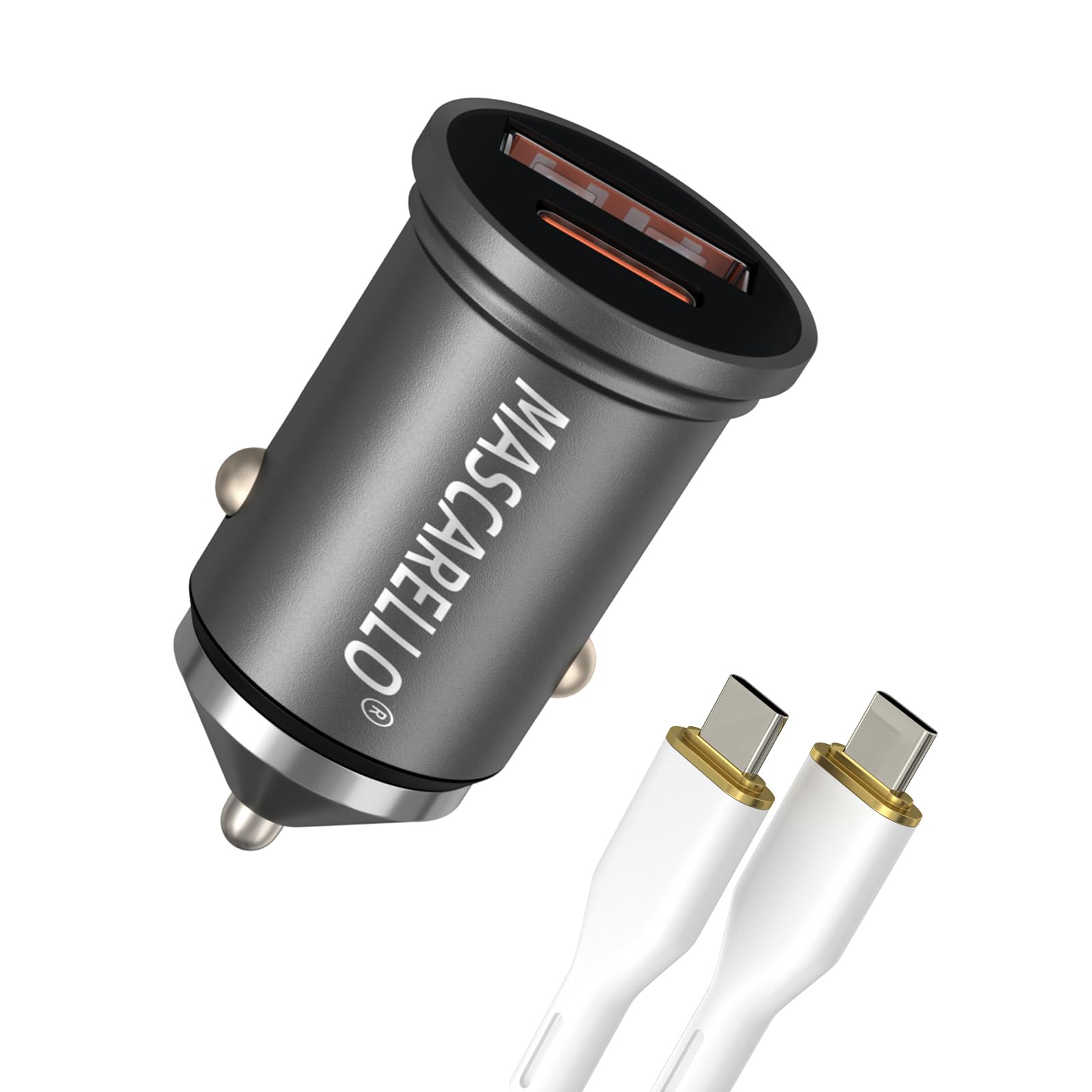 USB C Car Charger Adapter Fast Charging 38W (PD18W/QC20W) Dual Port Cigarette Lighter Compatible with iPhone Series; iPad; Samsung Series (grey)