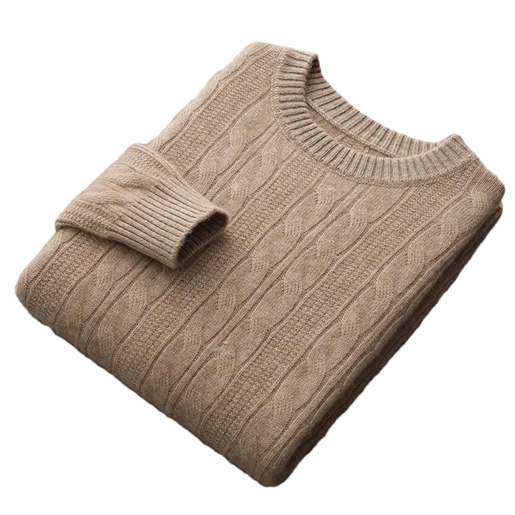 Maglioni da uomo in 100% lana, a maniche lunghe, girocollo, lavorato a maglia, casual, caldo maglione