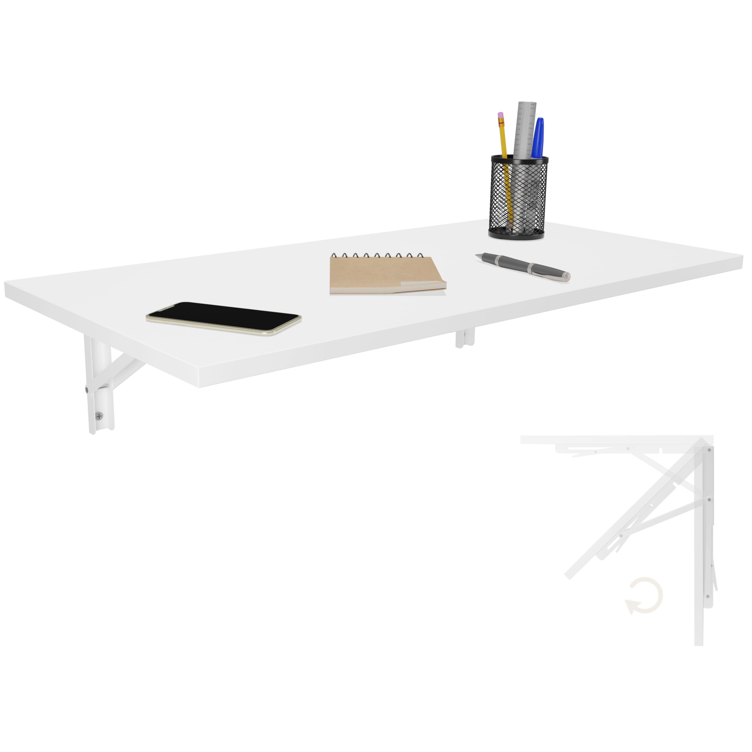 Wall Folding Table Desk Table Top 80 x 40 cm in White Folding Table Dining Table Kitchen Table for Wall Bar Table Bar Table Wall Table Foldable for Wall Mounting