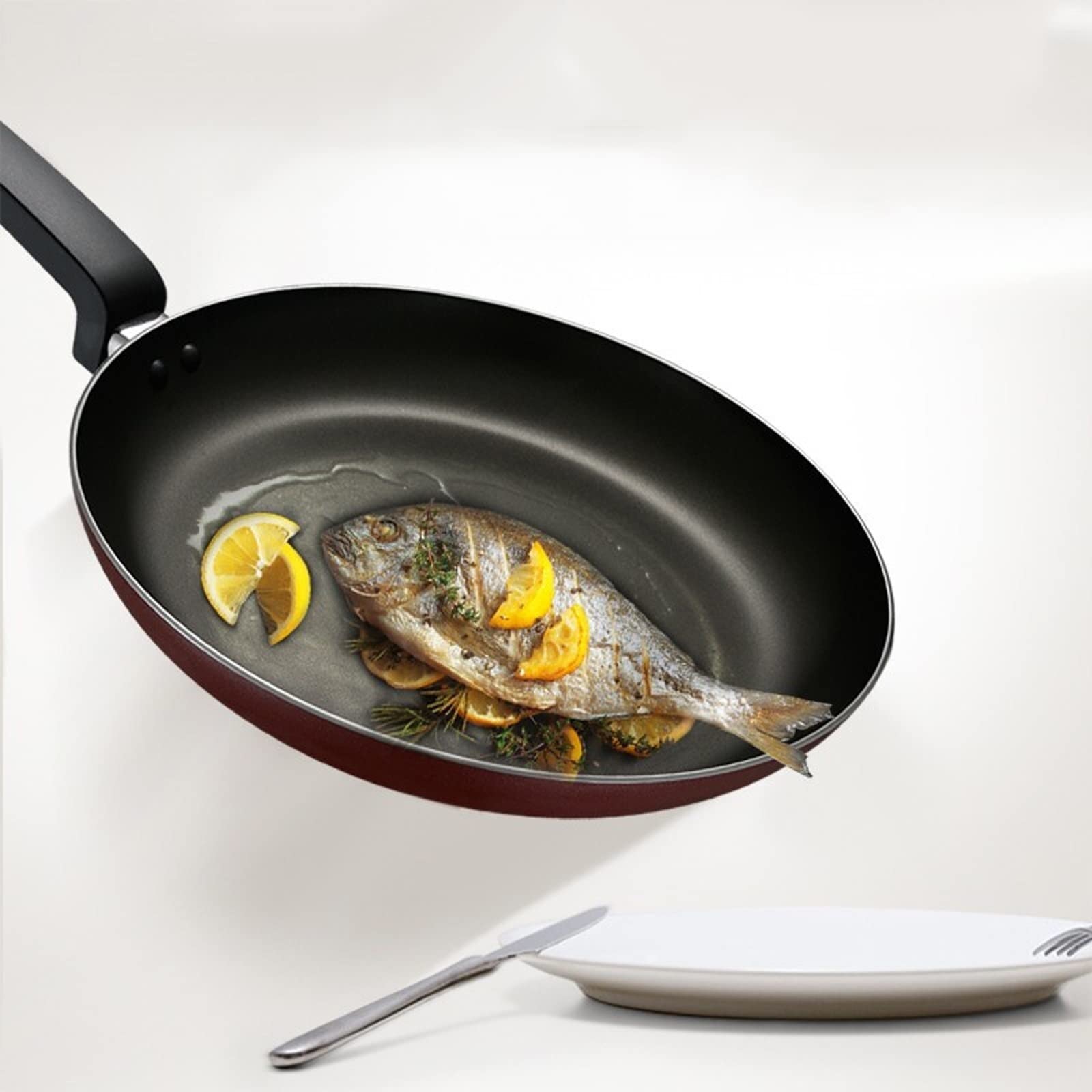 Nieprzywierająca patelnia patelnia patelnia wok do użytku rodzinnego omlet patelnia stek patelnia patelnia do smażenia naczynia kuchenne odpowiednie dla rodziny kuchni restauracji na kemping patelnia do jajek patelnia do omletów (kolor: czerwony)