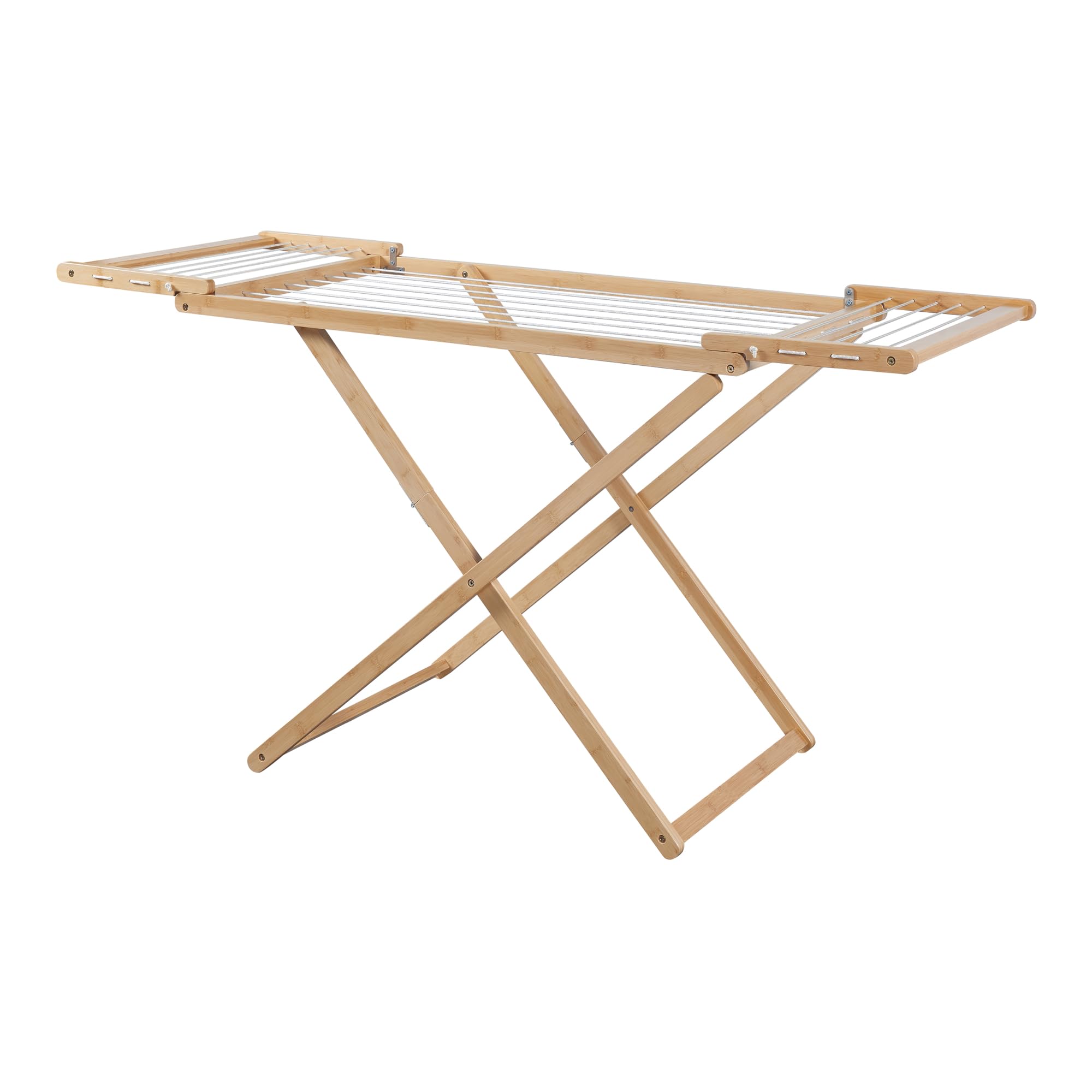 [en.casa] Wäscheständer Fakala Standtrockner klappbar Bambus 154 x 59 x 82 cm Flügelwäschetrockner mit Wäscheleinen Badezimmer Balkon