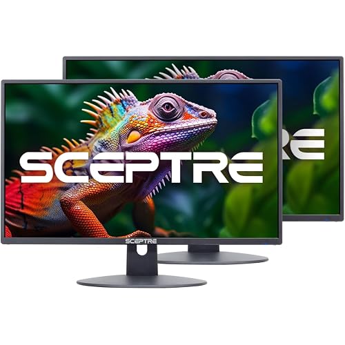 2X Pack 27 Inch Monitor FHD 100Hz Computer Monitor, HDMI X2 VGA 99% sRGB Build-in Speakers, Wall Mount, Tilt, Professional and Gaming Monitor – Machine Black, 2X Pack