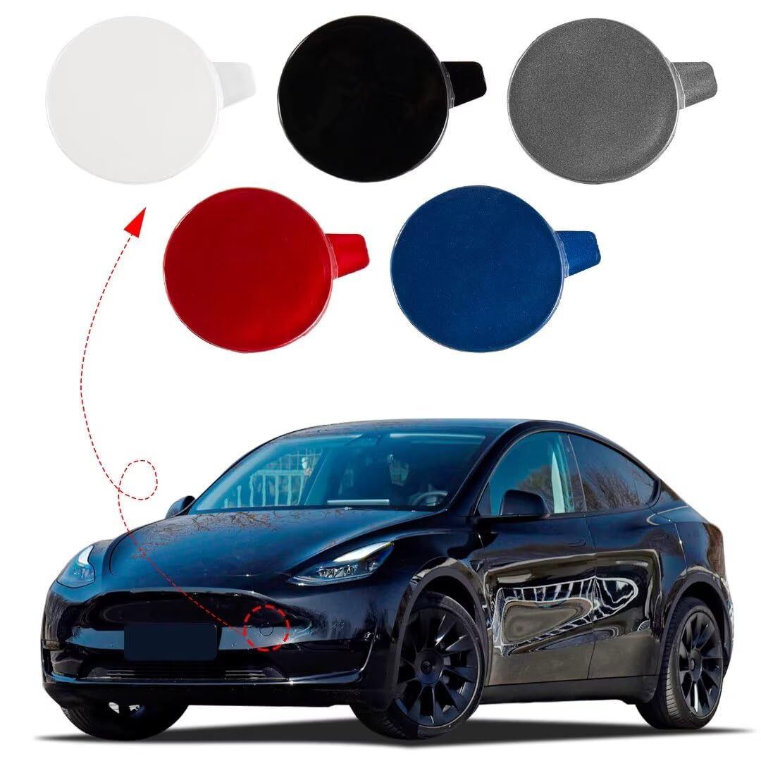 CZShiYue Car Front Left Bumper Tow Hook Cover for Tesla Model Y 2020 2021 2022 2023 Towing Eye Cap Trailer Cover 1493746-00-A 149374600A (Pearl White,