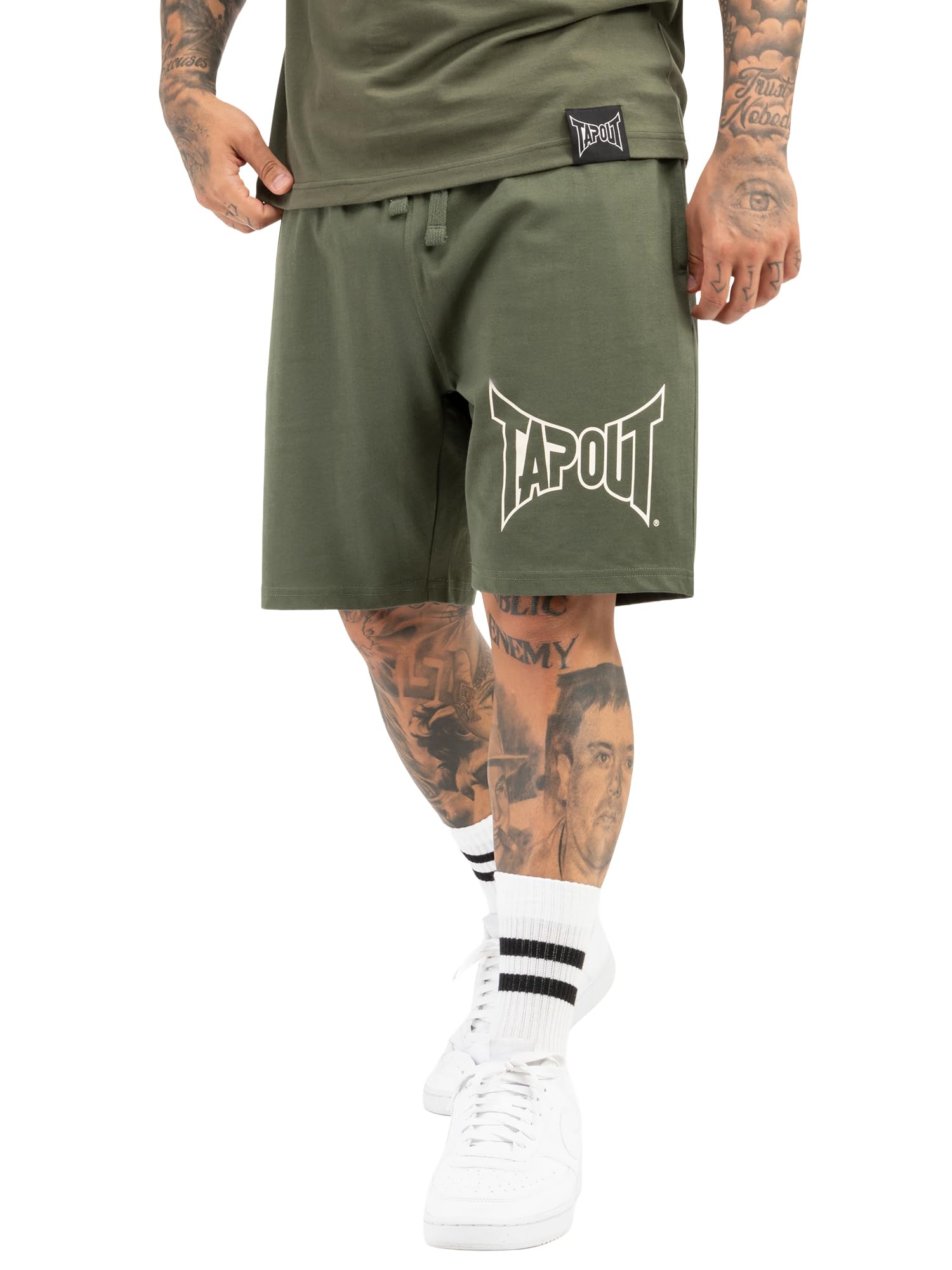Tapout Men's Lifestyle Basic Shorts Regular Fit Olive/Ecru, XL
