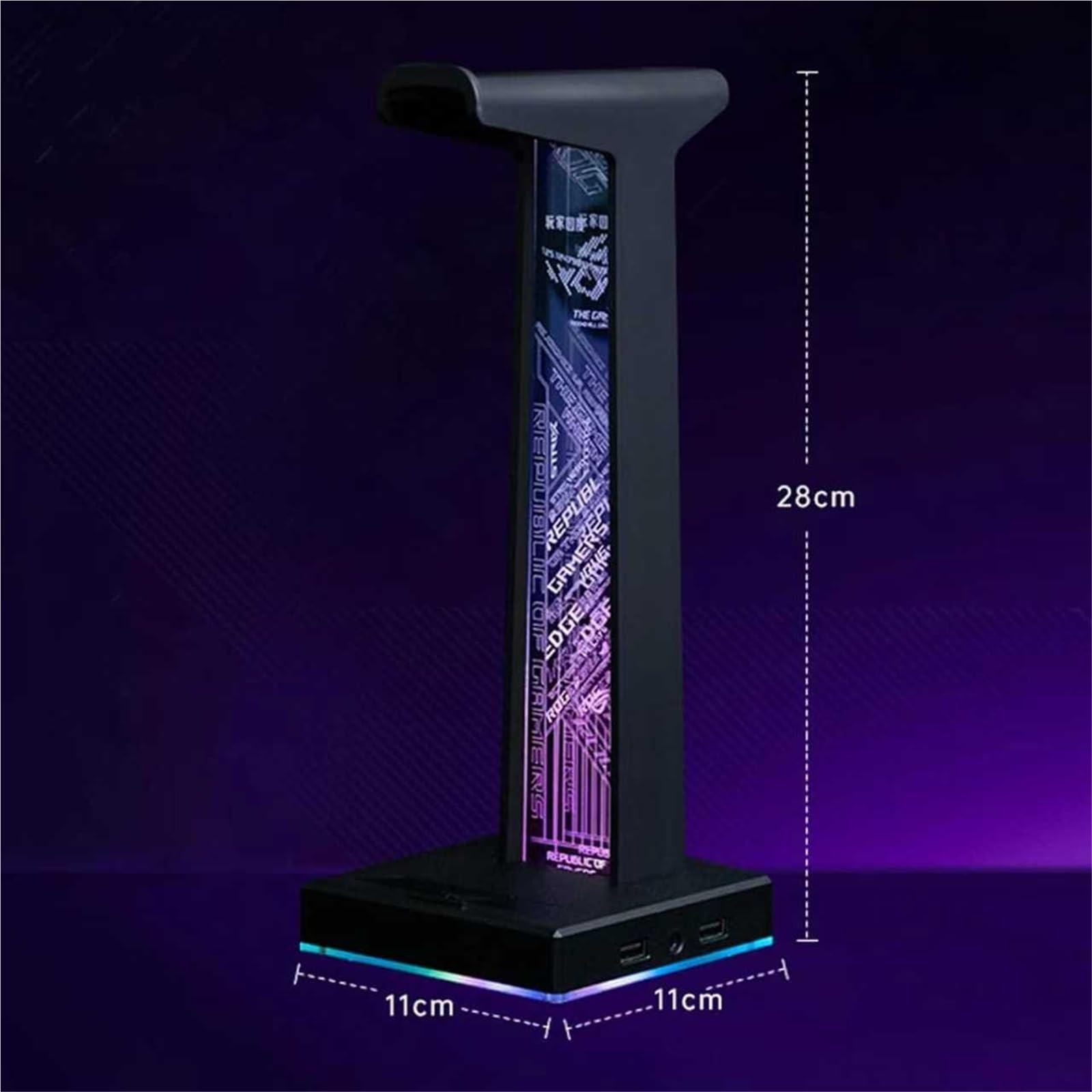 Generico Soporte Acrílico For Auriculares Gaming, RGB, con Puerto De Audio USB/3,5 Mm, 10 Modos De Luz, Ideal For Gamers, Hombres Y Amantes De La Música.(Black)