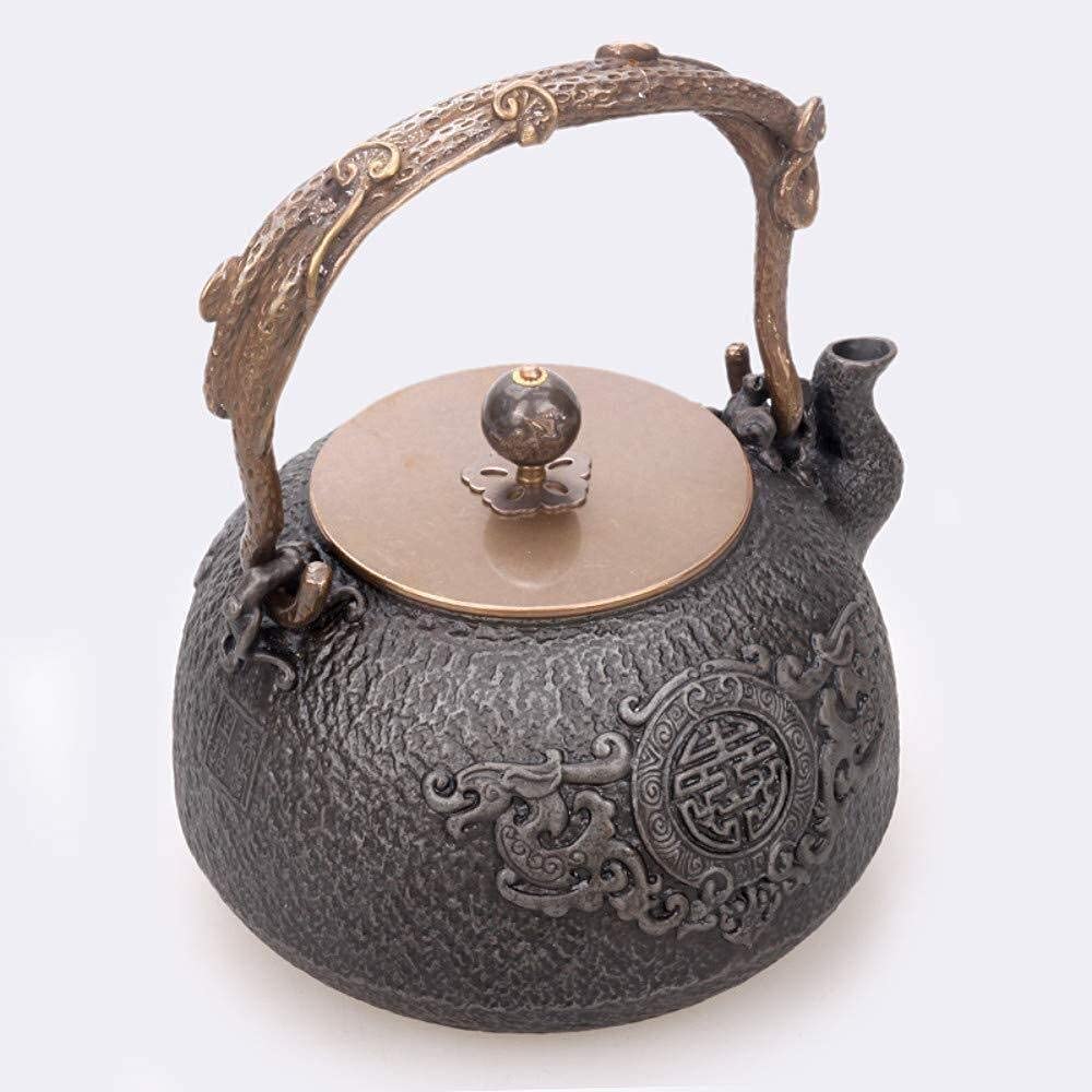 Habrur Theiere Fonte Théière Japonaise 1350 ML Théière Pots À Thé en Fonte d'origine Fer Non Enduit Artisanat Fer Pot Cuivre Couverture Fer Pot Théière en Fonte Theiere Japonaise