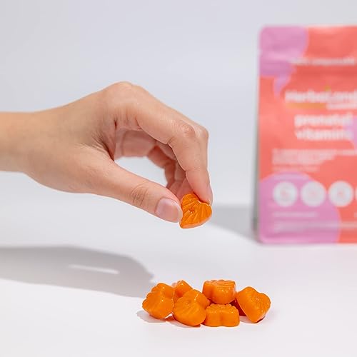 Miniatura 2 de Herbaland Gomitas prenatales veganas  17 vitaminas y minerales para apoyar el embarazo, vitamina A, C, B6, D3, K2, biotina, folato, calcio, azúcar y