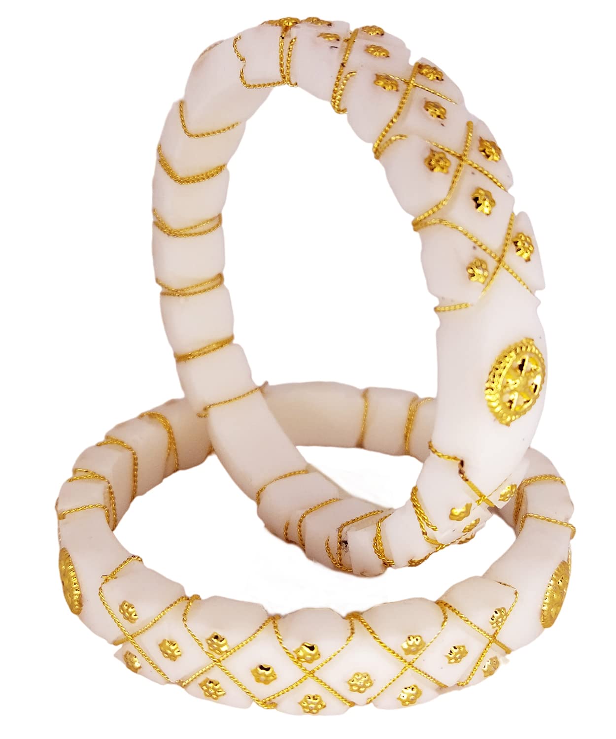 Tanvi J Gold Plated Plastic Bengali Bangles for Women (White, 2-4) (B0BMZ3K299) Amazon Price History, Amazon Price Tracker