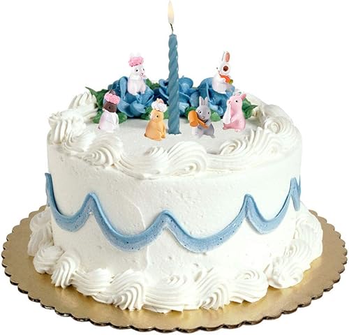 Miniatura 5 de MAOMIA 12 figuras de conejo para niños, juego de juguetes de conejitos para decoración de pasteles, figuras de jardín de hadas de conejo en