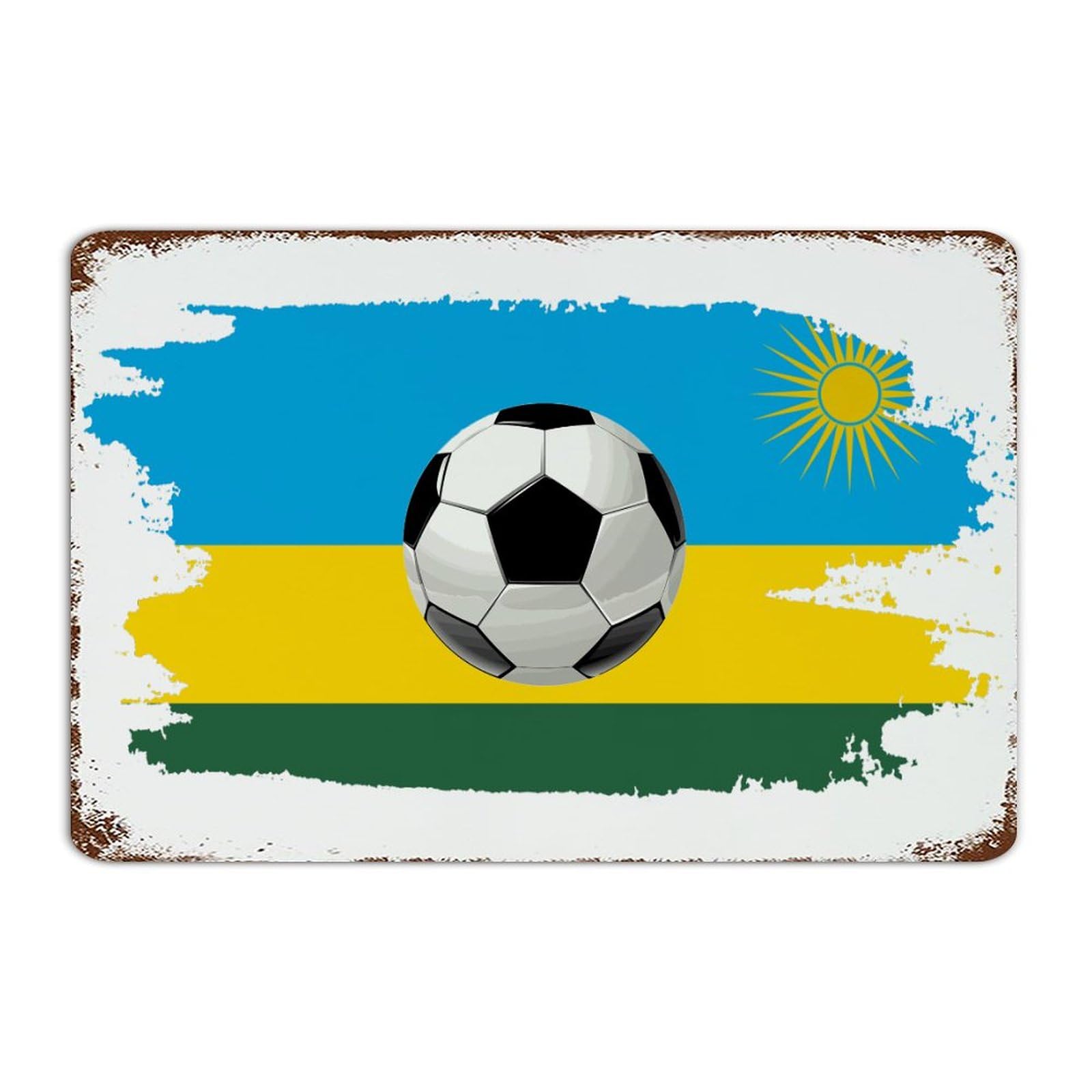 Plaque en métal football Rwanda pour habiller les murs de votre man cave