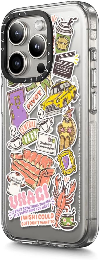 CASETiFY Clear iPhone 15 Pro Case [Friends Co-Lab/Not Yellowing/Compatible with Magsafe] - Sticker - Clear