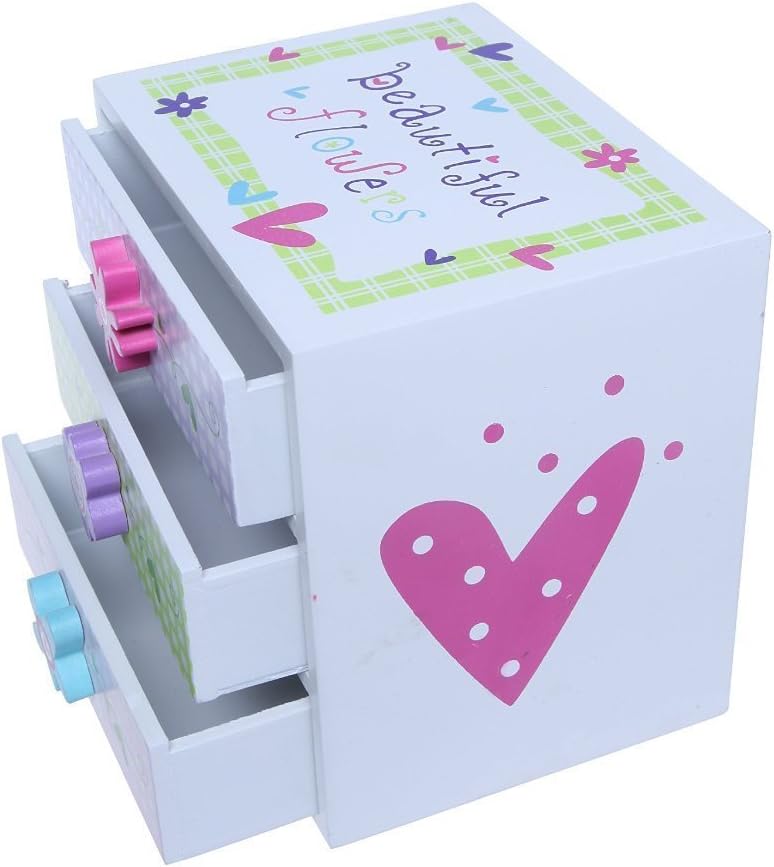 Small Floral Wood Jewelry Box for Girls with 3 Drawers (6 x 4.5 x 6 In) : Clothing, Shoes & Jewelry