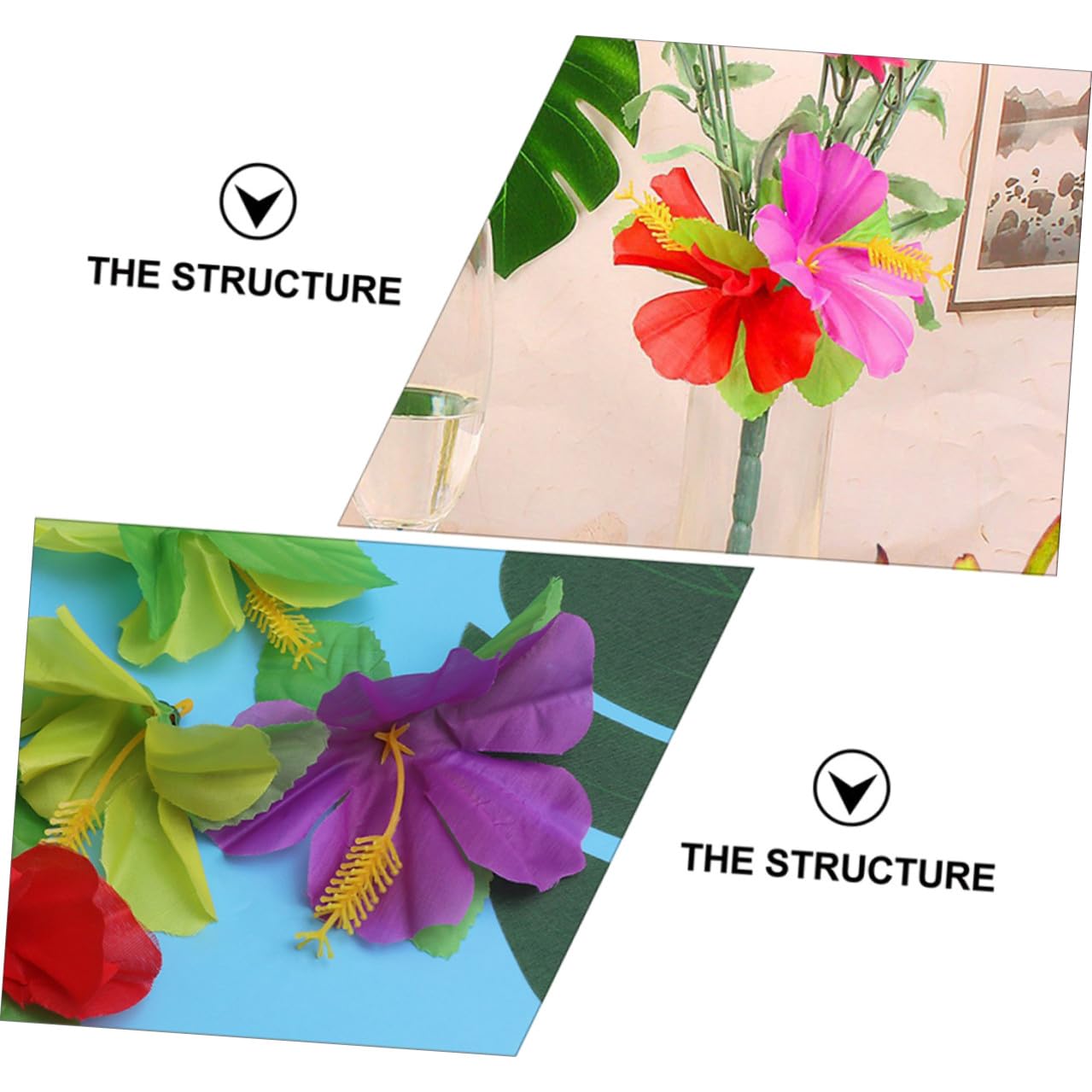 DOITOOL 72stücke Simulationsblume aus Stoff Hawaii Kunstblumen als Tropische Blumendekoration für Sommerfest und Hawaii Desktop Dekoration als Fotorequisite und Zufällige Farbe