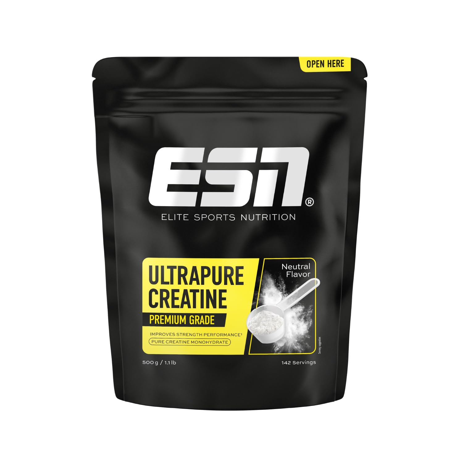 ESN Ultrapure Creatina Monoidrata in Polvere Pura al 100%, 500 g - 100% Vegan - Integratore per Allenamento, Sport, Palestra e Pre Workout