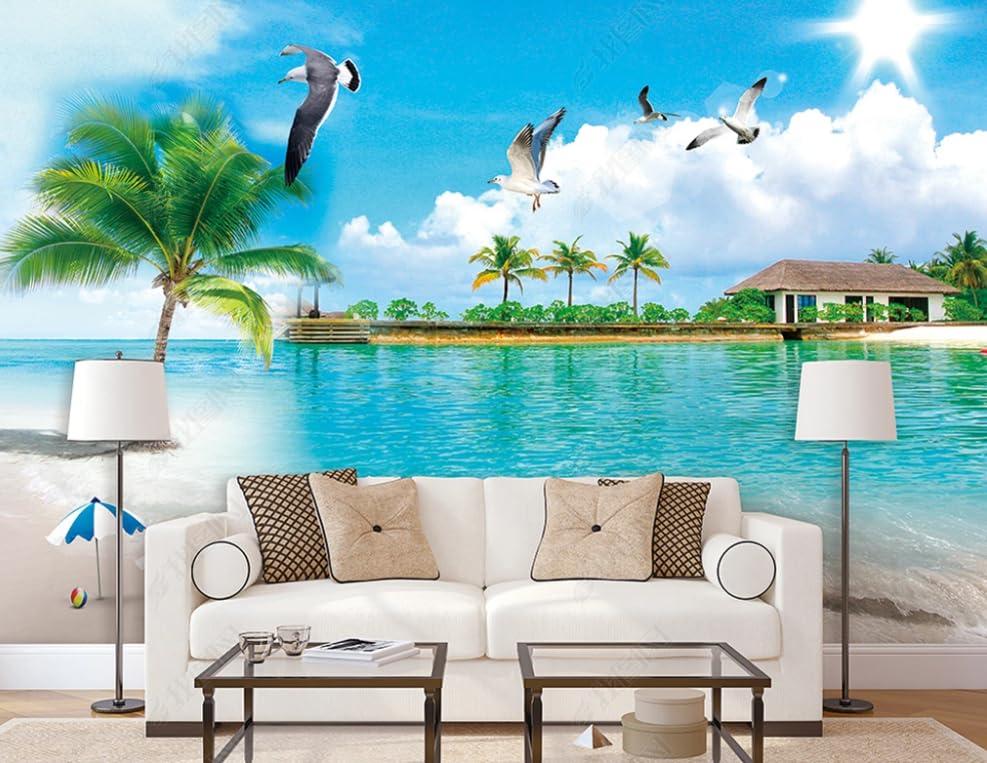 Papier peint intissé mer et palmiers grand format 400x280 pour chambre