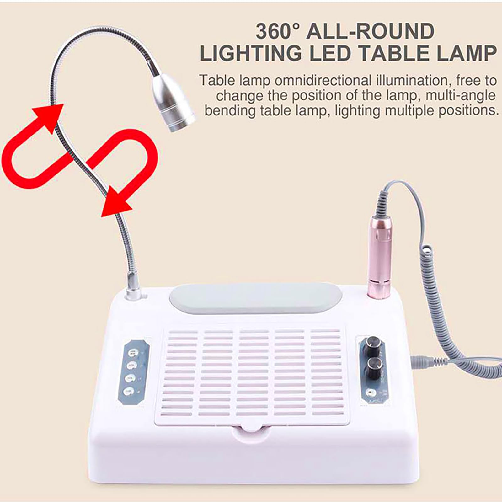 5 in 1 Professional Nail Dust Collector, 30000rpm Electric Nail Drill Machine, 48/96W LED Nail Lamp for Salon & Home