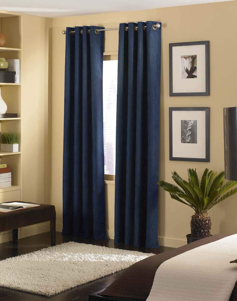 Curtainworks Cameron Grommet Curtain Panel, 50 by 120", Navy