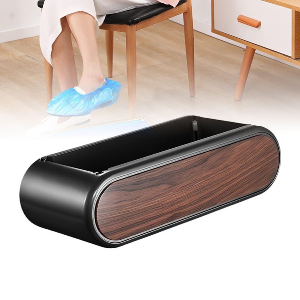 MRKU Dispensador automático de cubrezapatos, 100 cubrezapatos de plástico, para hogar, Oficina y Taller Libre de Polvo.