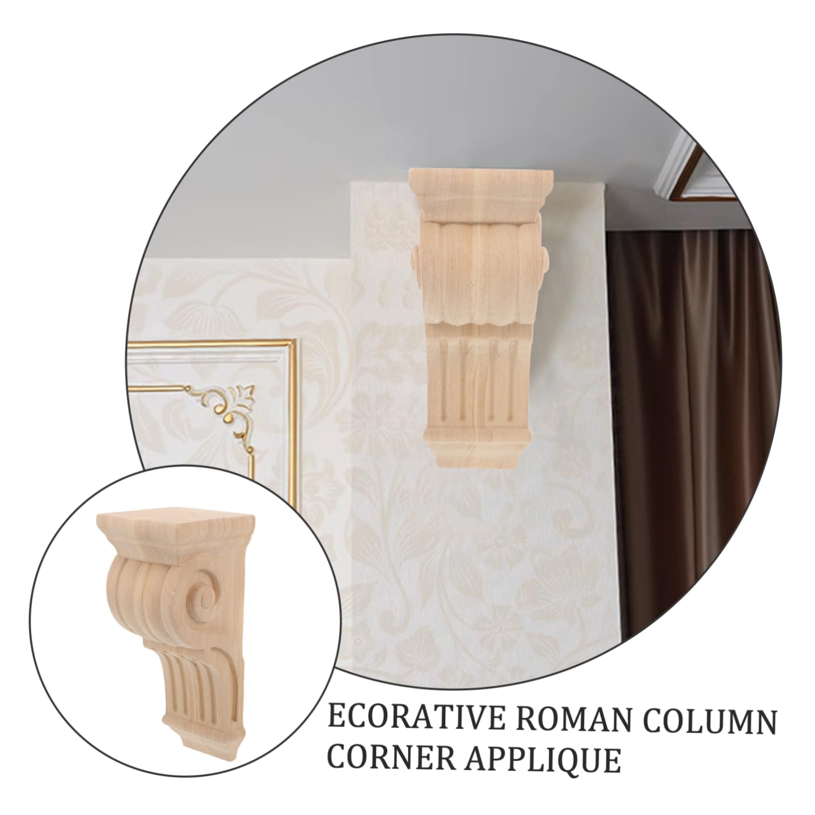 Elegante Holzsäulen Eckleiste mit Dekorativem Design Künstlerisch Geschnitzt Leicht zu Bemalen für Wand und Möbeldekoration im Wohnraum
