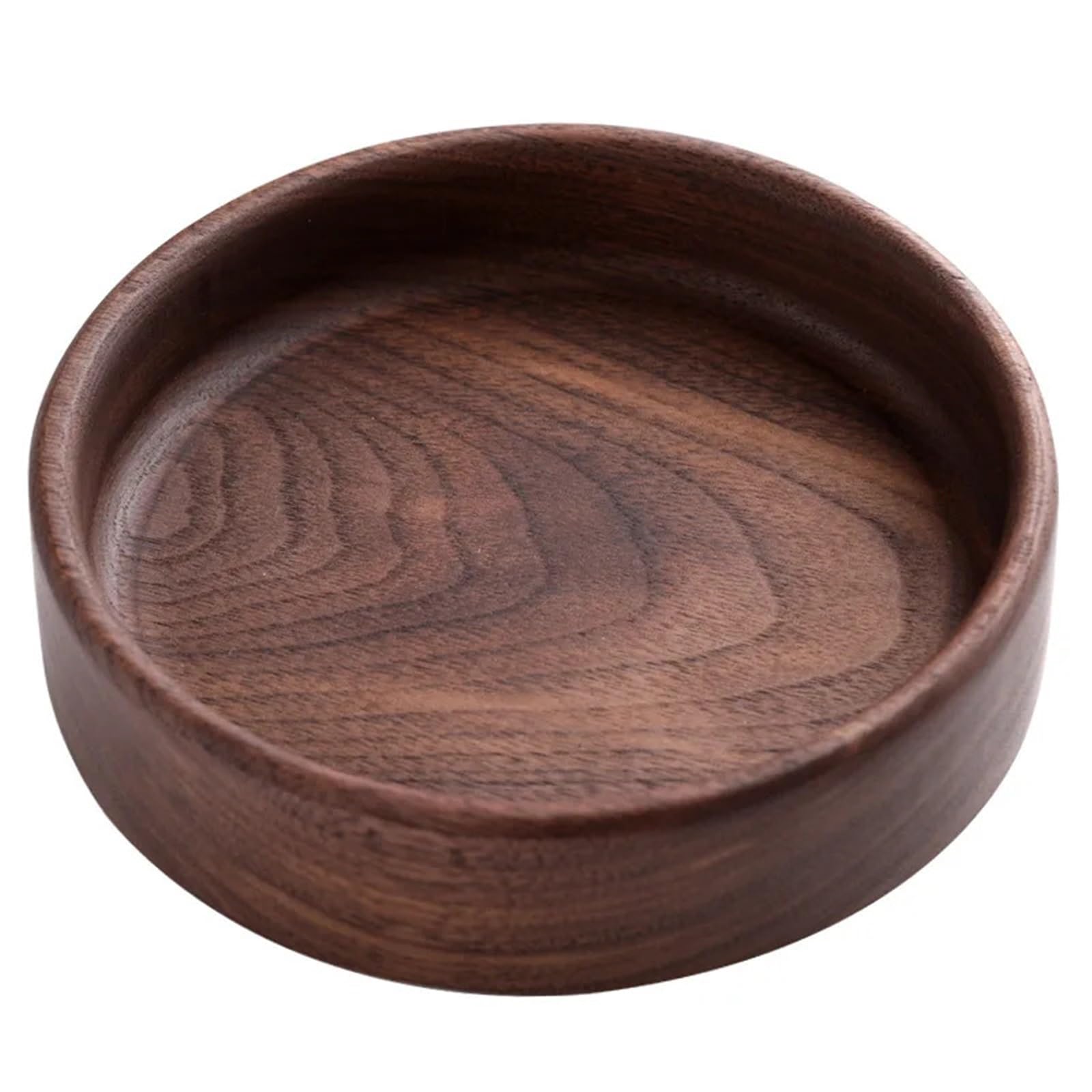Bandeja de Madera Maciza de Nogal para Servir, Bandeja Redonda de Madera para Aperitivos, Dulces, Pan, decoración, Bandeja de café (15 x 15 x 3,5 cm)