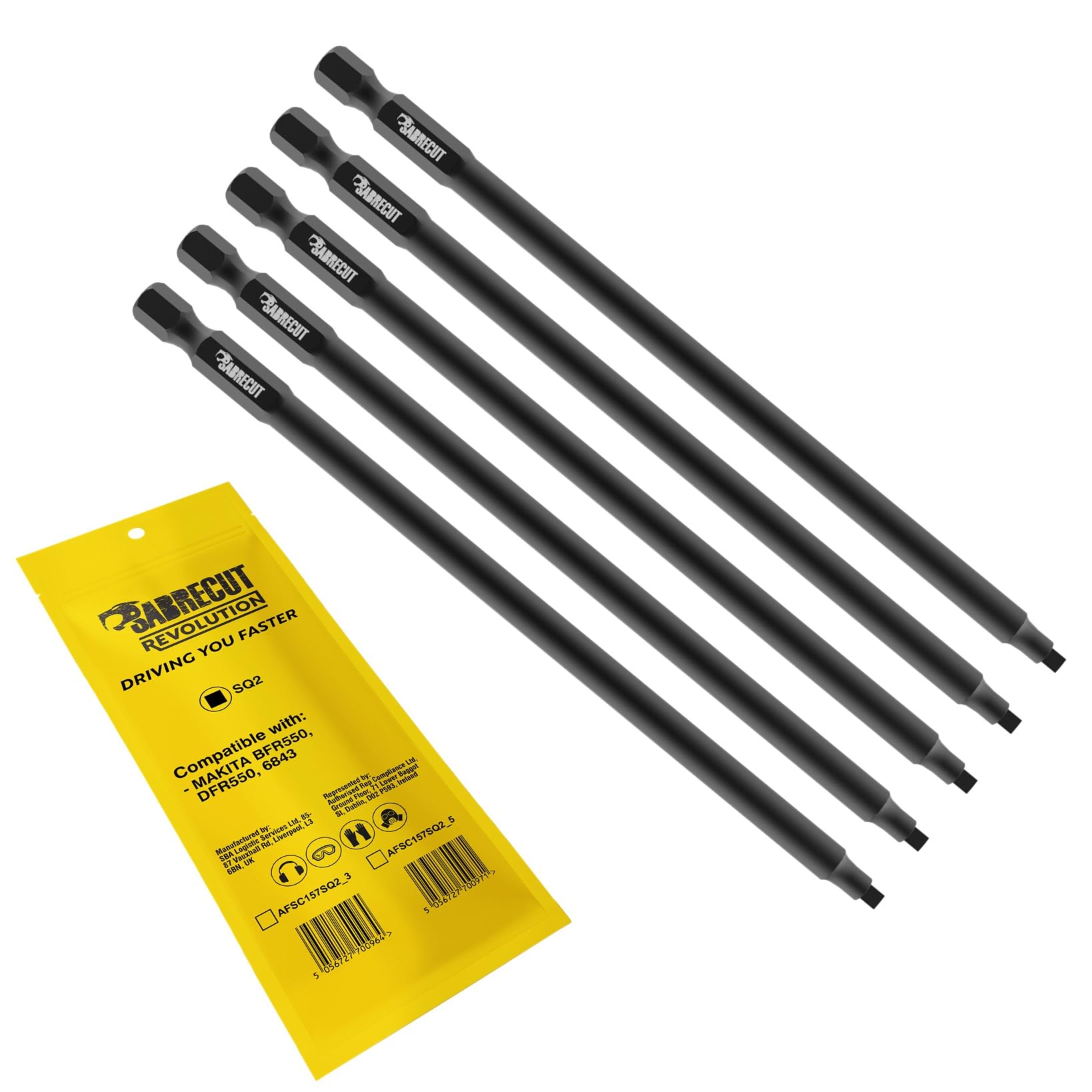 5 x SabreCut Autofeed Drywall Screwdriver Gun SQ2 Bits For Makita 6843 DFR550