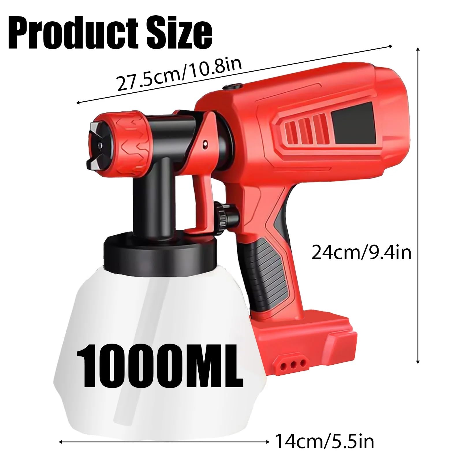 Rozpylacze farb Airless natryskowy Bezprzewodowy pistolet do malowania natryskowego, akumulator do pistoletu, elektryczny pistolet do malowania o pojemności 1000 ml do domu i ogrodu