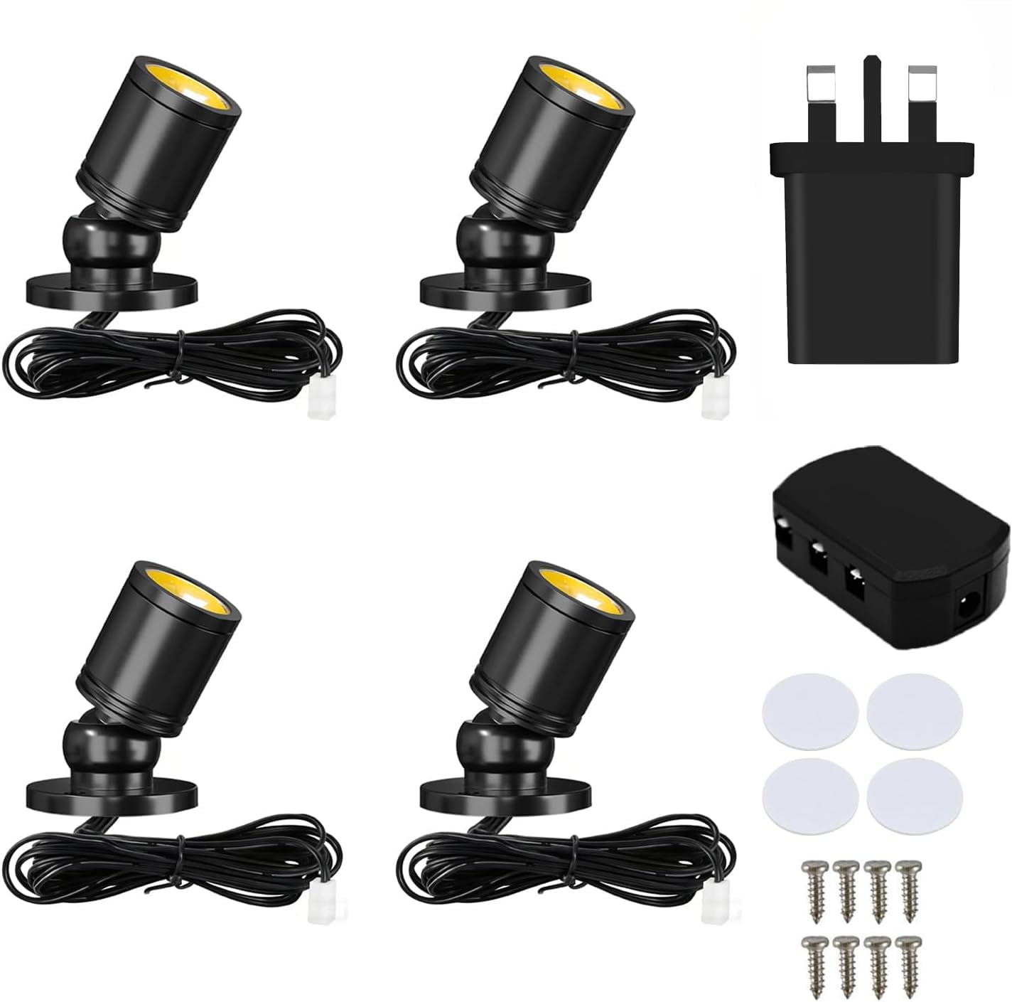 4 pcs LED Mini Spot Lights 360° Rotate Mini Spotlight for Display 5V 1W Small LED Spot Lights Indoor Aluminum USB Showcase Lights Decorative Lights with Dimmer for display case showcase and cabinet