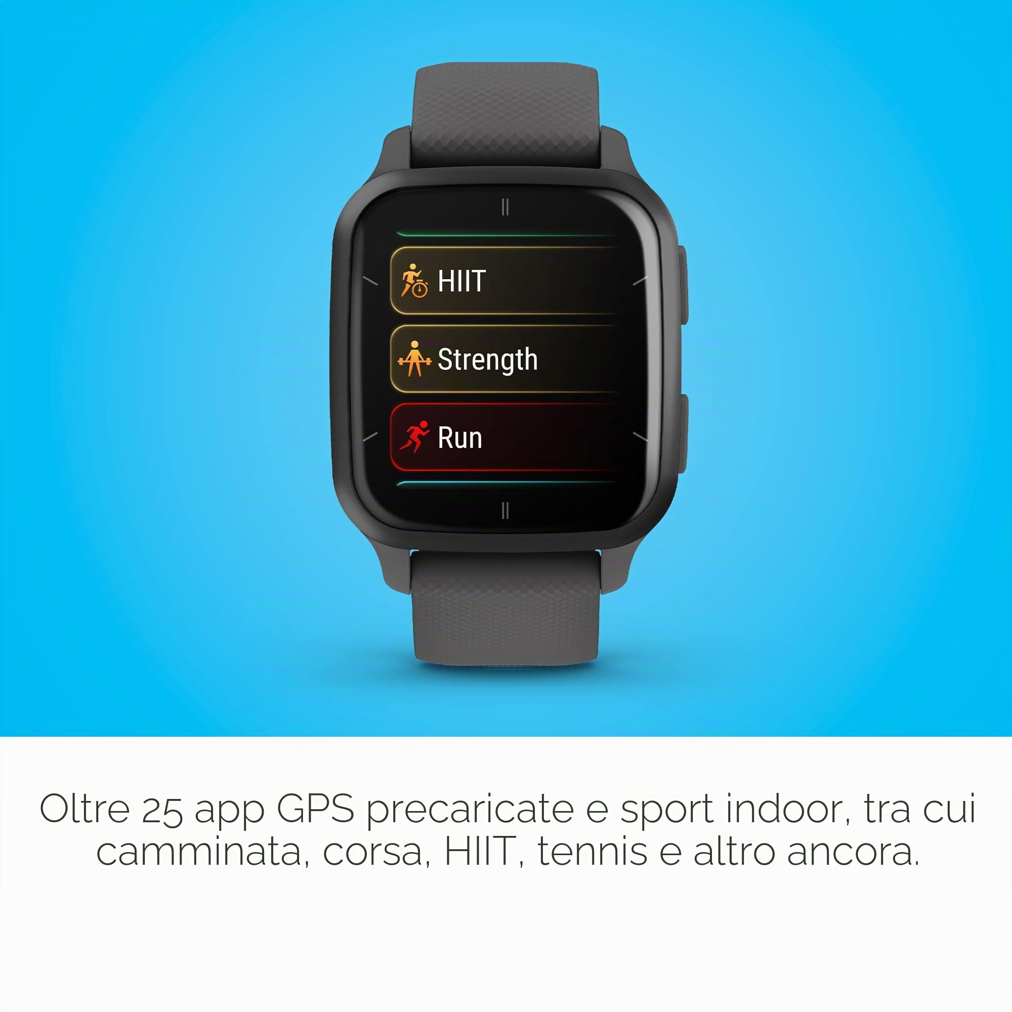 Garmin Venu Sq 2, Smartwatch, Display 1,4" AMOLED, GPS, Cardio, SpO2, 25+ App Sport & Fitness, Workout, Garmin Coach, Garmin Pay, Autonomia fino a 11 giorni (Slate & Shadow Gray)
