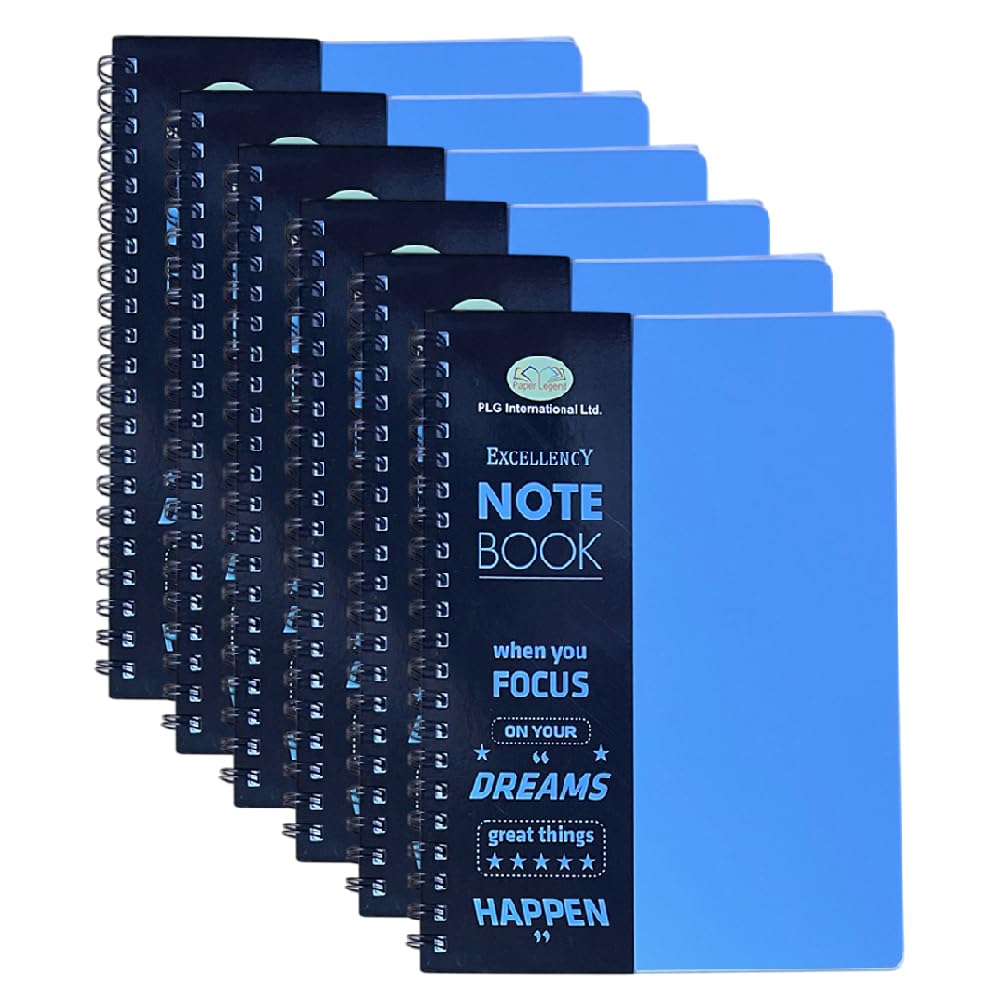 JMS we create smile Bulk Pack of 6 – A5 Spiral Notebooks – Wirebound Ruled Note Pads with Smooth 68 GSM Thick Paper, Strong Poly Covers, 140 Pages Perfect for Everyday Use (Blue)