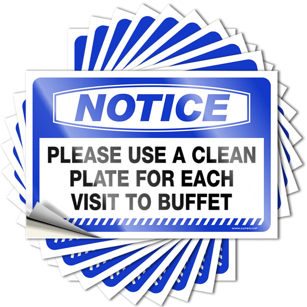 Sticker The Room Decorations Waterproof Vinyl Sticker | Notice Please Use A Clean Plate for Each Visit to Buffet Girly Bumper for Quick DIY Projects(12X18CM)