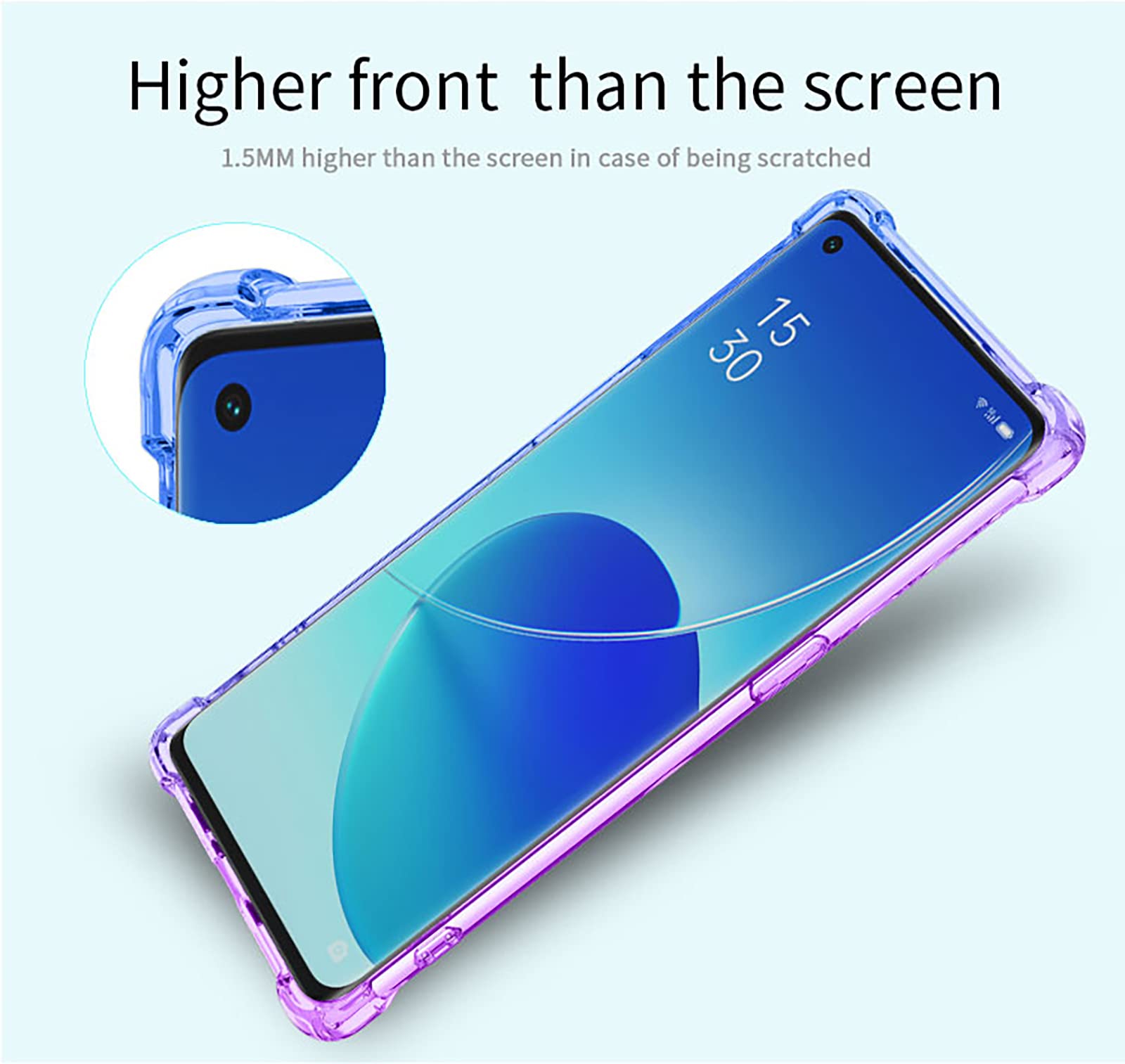 CRAVEN Cover per Oppo Reno 6 5G (Reno6 5G), Robusto PC + TPU Doppio Strato Protettivo Custodia con Porta Anello e Copertura Scorrevole della Fotocamera, Blu