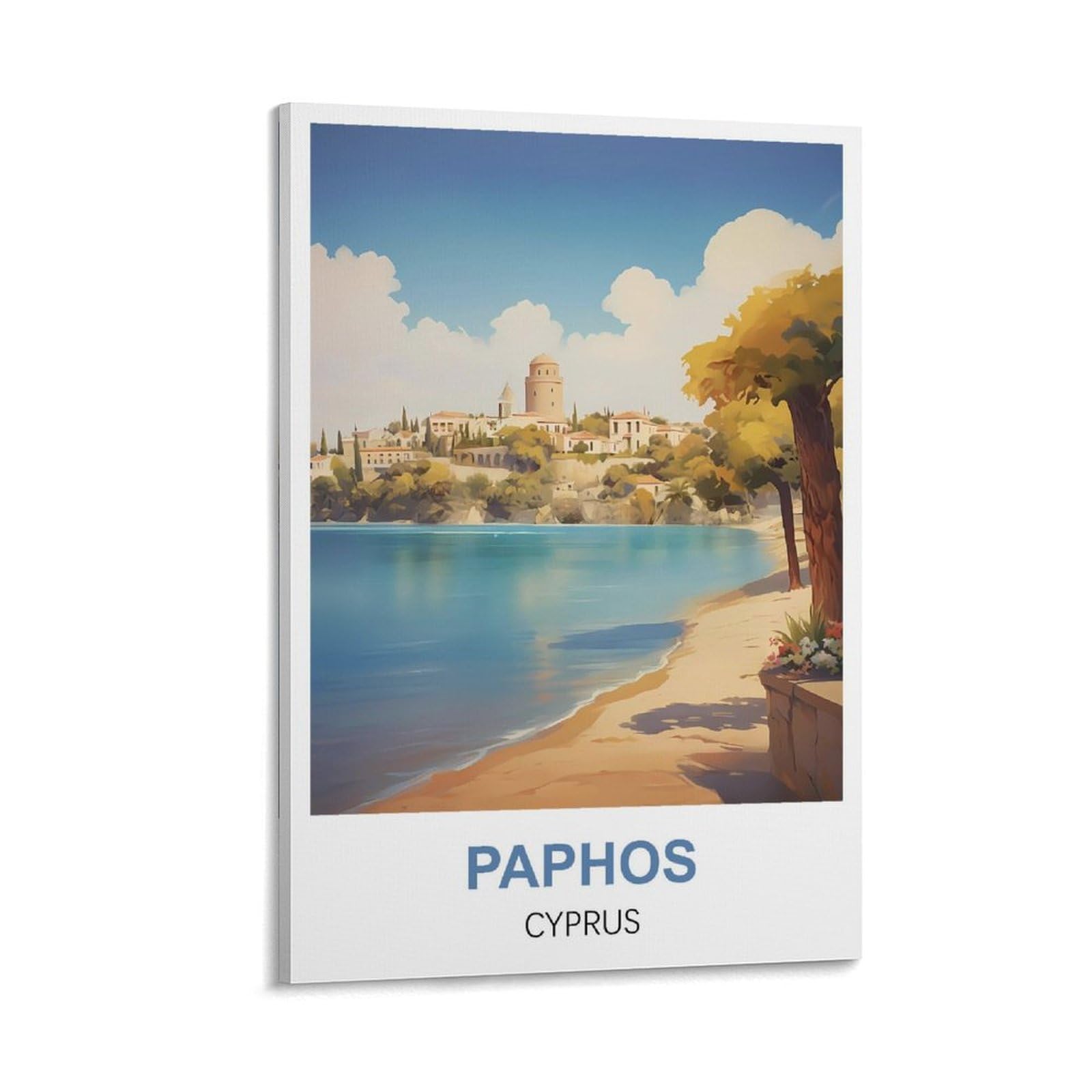Jyicuncho Frame-Style Paphos Cyprus Vintage Travel Poster 08X12inch(20X30cm) Canvas Prints Wall Art Paintings Pictures