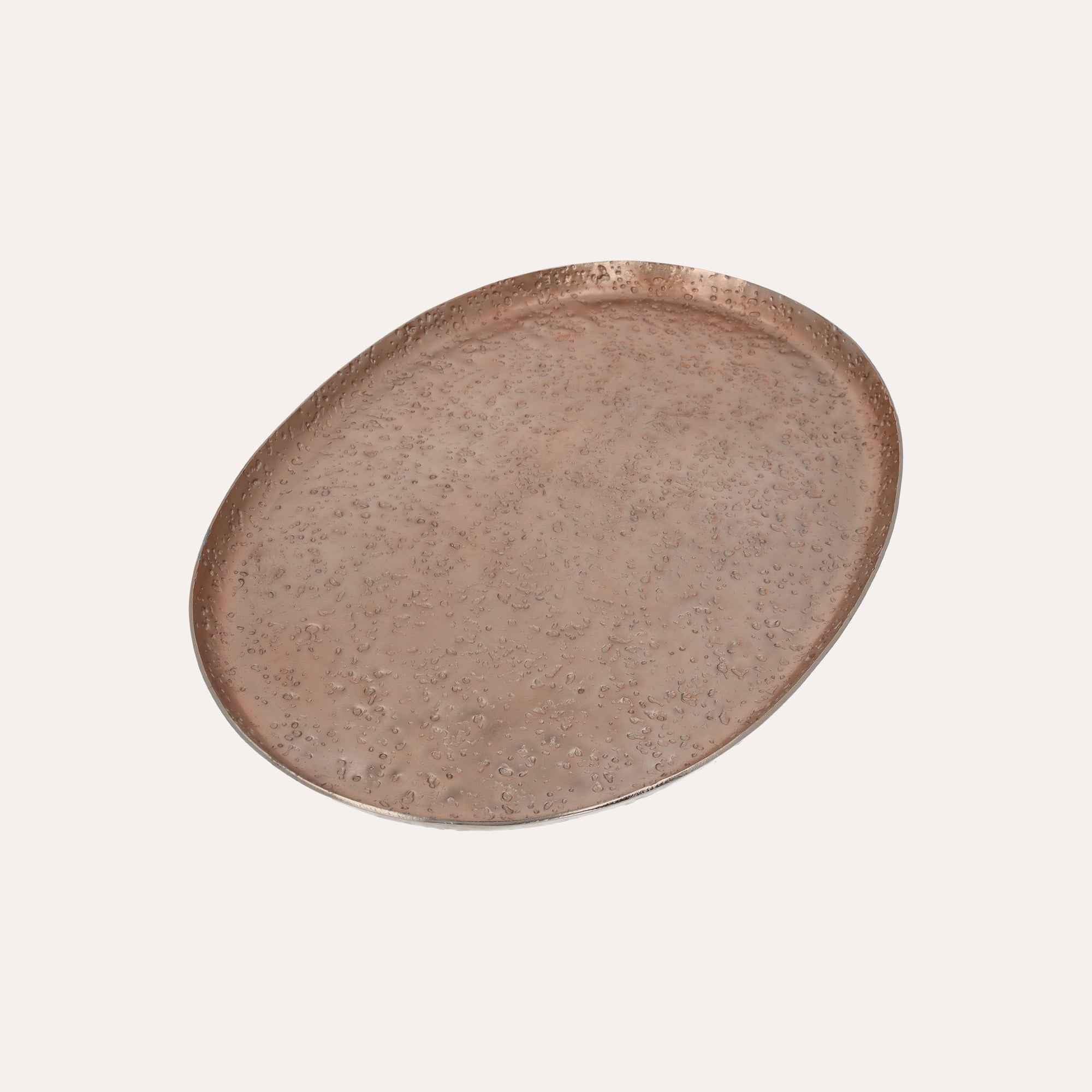 Keyhomestore | Vassoio Ovale in Metallo Rame Bugnato, Centrotavola Elegante