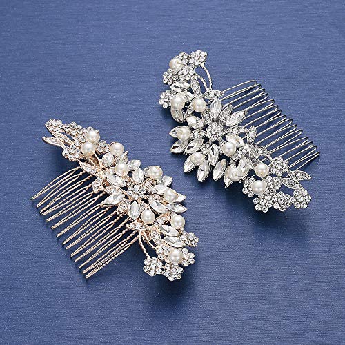 Hapibuy Crystal Wedding Hair Comb Bridal Hair Comb Pearl Wedding Headpiece Silver Hair Accessories #TOP7
