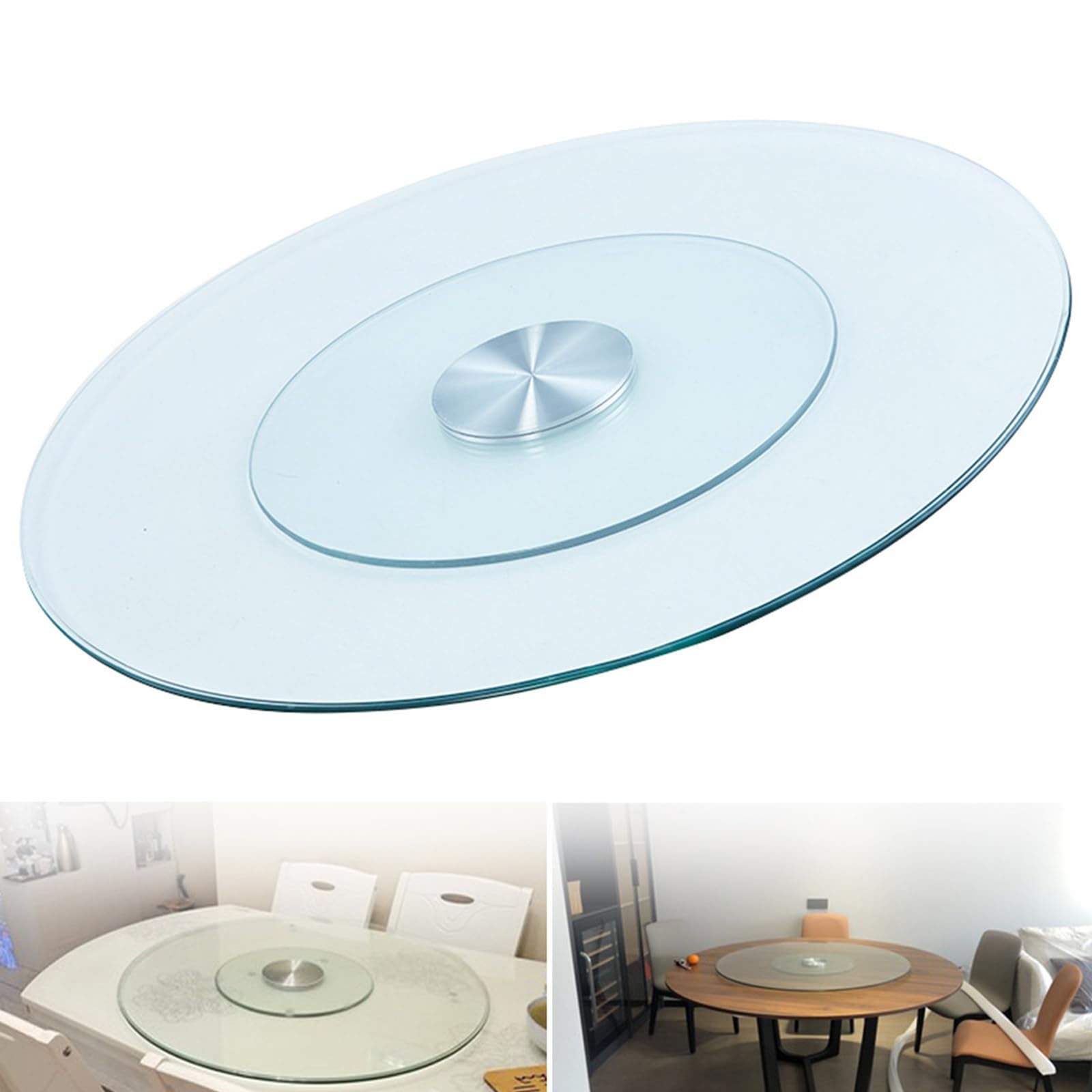 FANGQMM 24-47 inch Glass Turntable for Table Clear Lazy Susan Round Table 100cm/39.3in