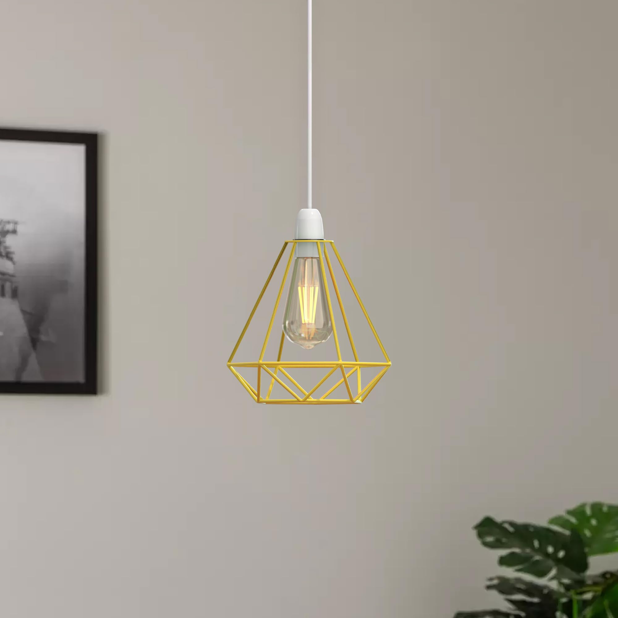 Moderne schwarze geometrische Decken Pendelleuchtenschirme, Drahtkäfig Lampenschirme - Bild 46 von 48