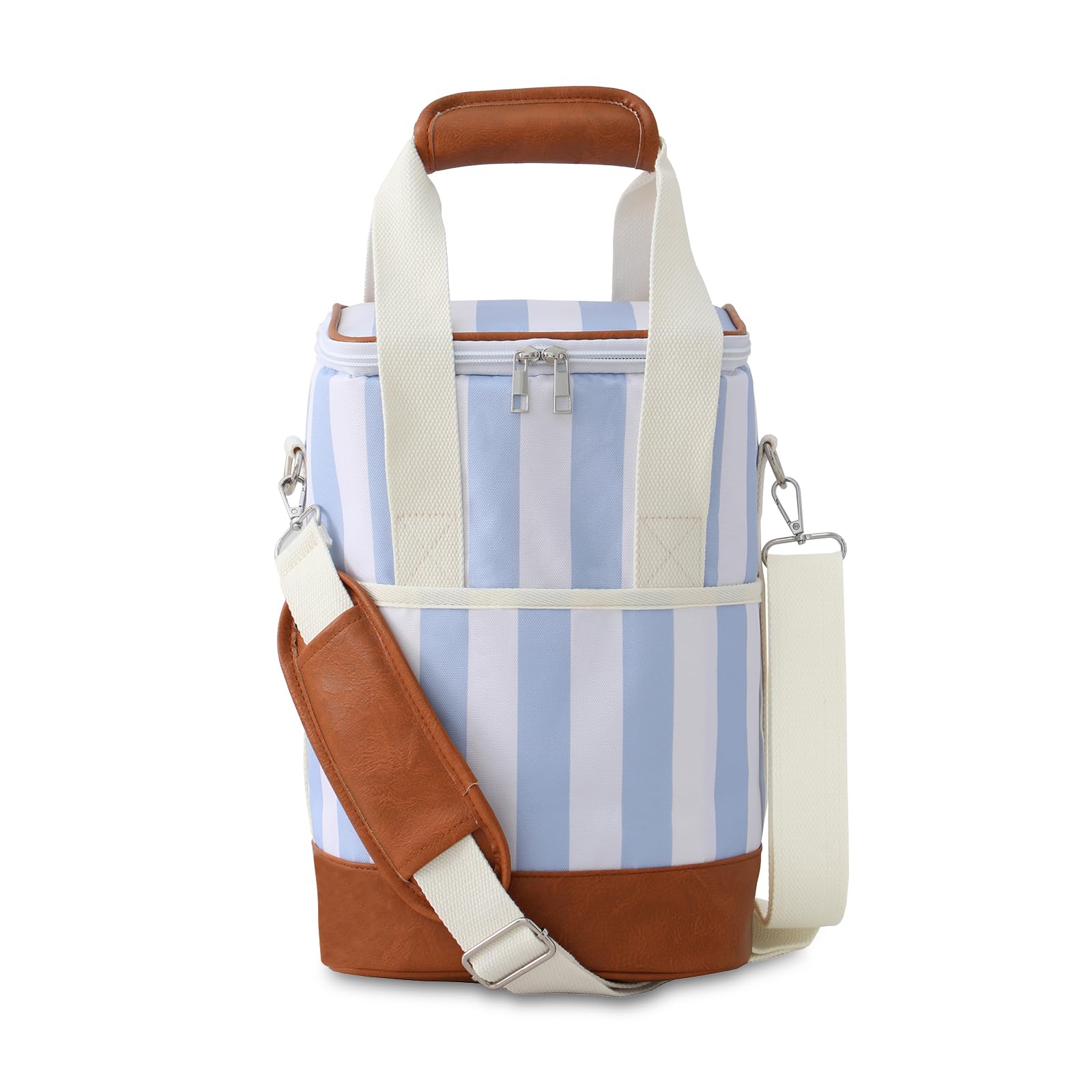 EMBRUNIOICE 4 Bottle Wine Tote Bag - Leakproof & Insulated Wine Carrier Travel Padded Wine Cooler Bag with Adjustable Strap, Picnics, Beach & Parties,