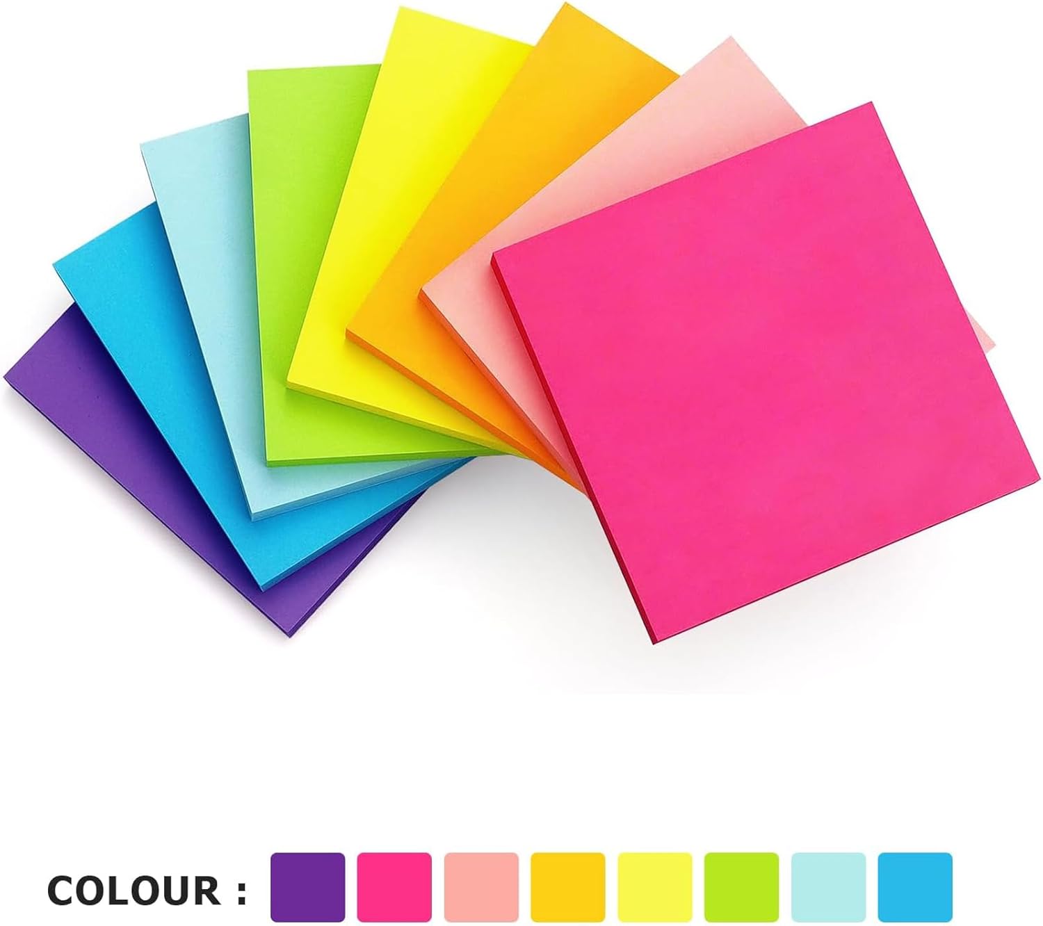 24 Pads - 76 x 76 mm Sticky Notes, 8 Colors Post Self Stick Notes Pads Bright Stickies Colorful Super Sticking Memo Pads,for Office, Home, School, Meeting, 82 Sheets/pad,1968 Sheets Total 4 61rwgPuR6vL. AC SL1500