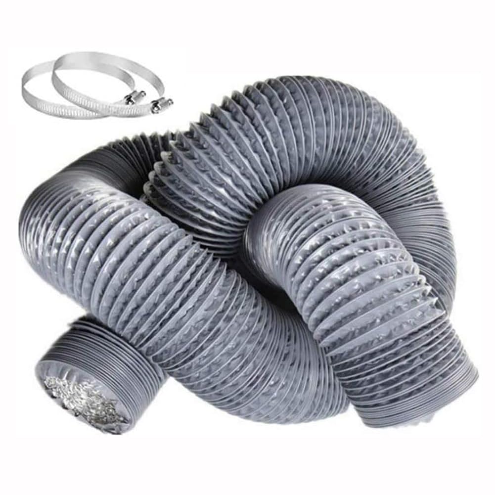 Tuyau d'évacuation d'air en PVC, tuyau flexible en aluminium Tuyau d'évacuation d'air avec isolation en aluminium, isolation thermique insonorisée (ø 200mm/6m,Grey)