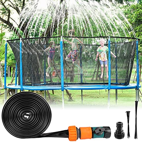 Fostoy Trampolin Sprinkler für Kinder, 12m Summer Outdoor Sprinkler Wasserpark Spielzeug, Trampolin Wasserspielzeug Spray Sprinklerschlauch Zubehör für Spaß Garten Party Cover