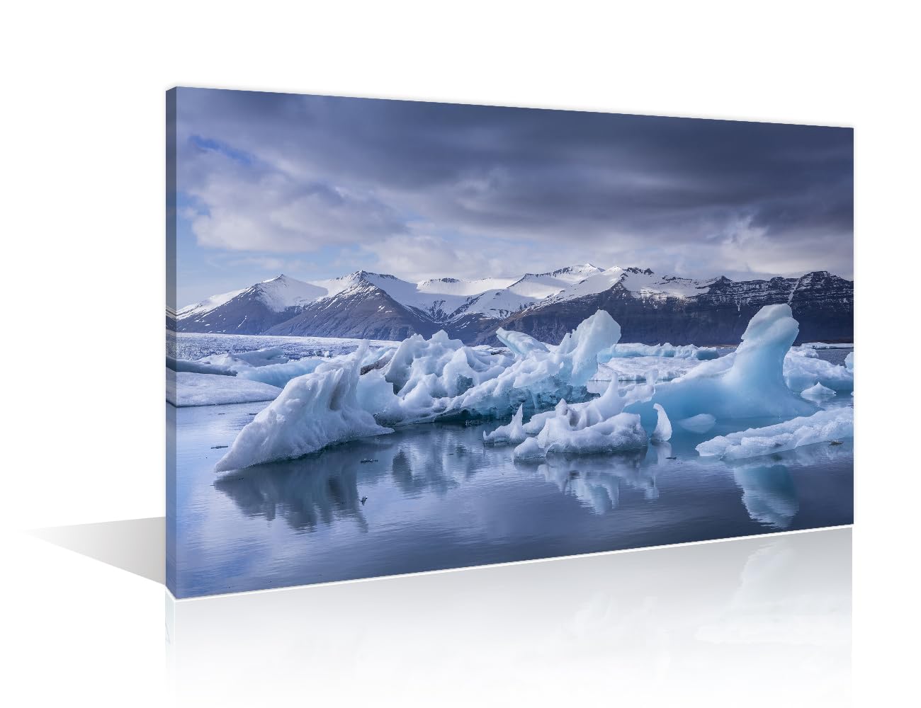 1 Piece Wall Decor Winter Glacier Canvas Paintings for Bedroom, Bathroom, Office. Lagoon Iceland Natural Landscape House Decor Print on Canvas Framed Ready to Hang (16" Wx24 H) โ image 1