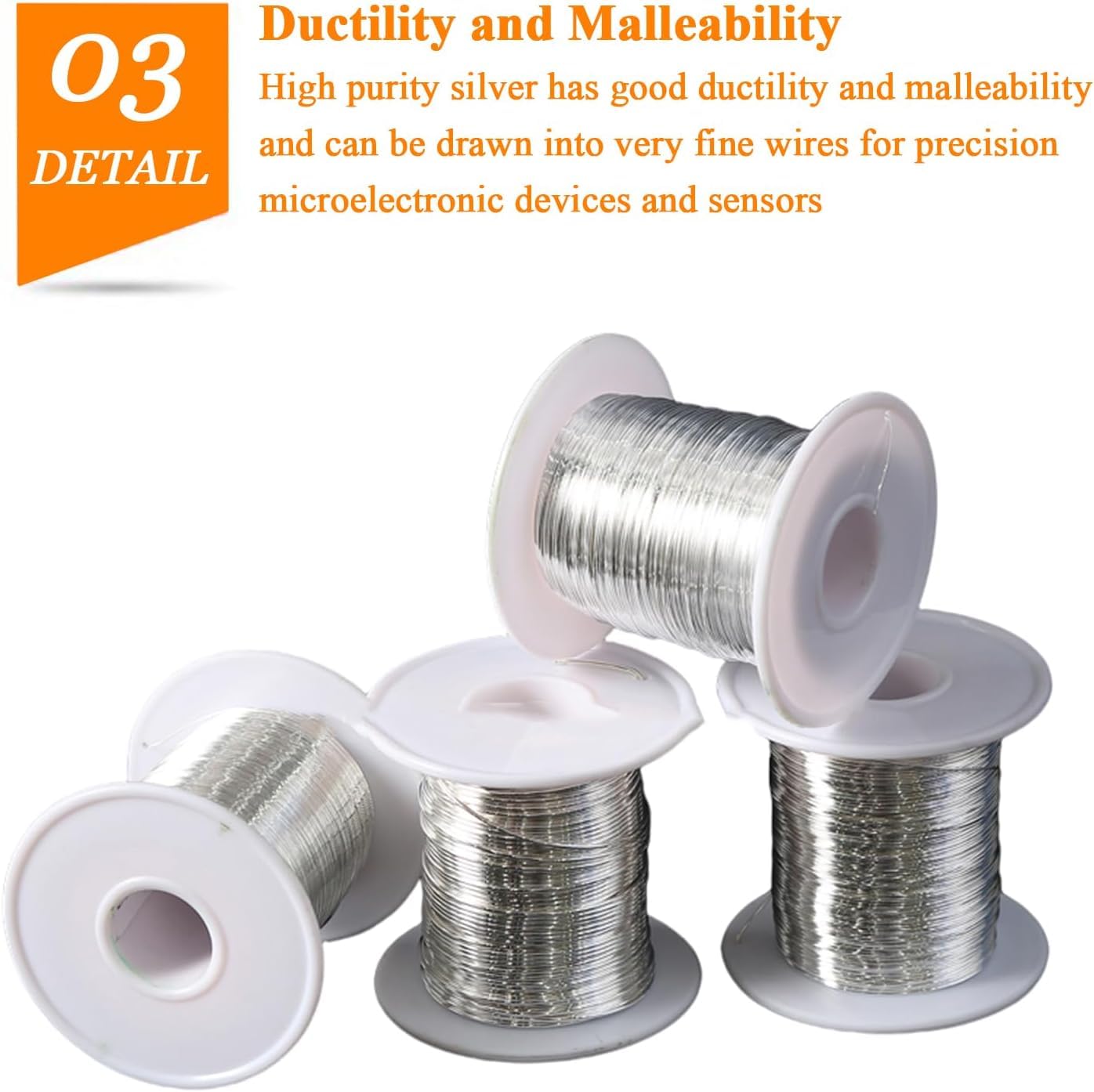 Filo d'argento puro, lunghezza 1 metro, diametro 0,1-0,2 mm, filo metallico adatto for materiali sperimentali di ricerca scientifica,15(Diameter 0.1mm)