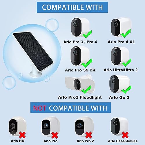Miniatura 10 de JJMASEE Cargador de panel solar para Arlo Pro 45S 2K, Ultra 2XL, Pro 34 XL, UltraGo de 2 a 13 pies resistente a la intemperie cable magnético y
