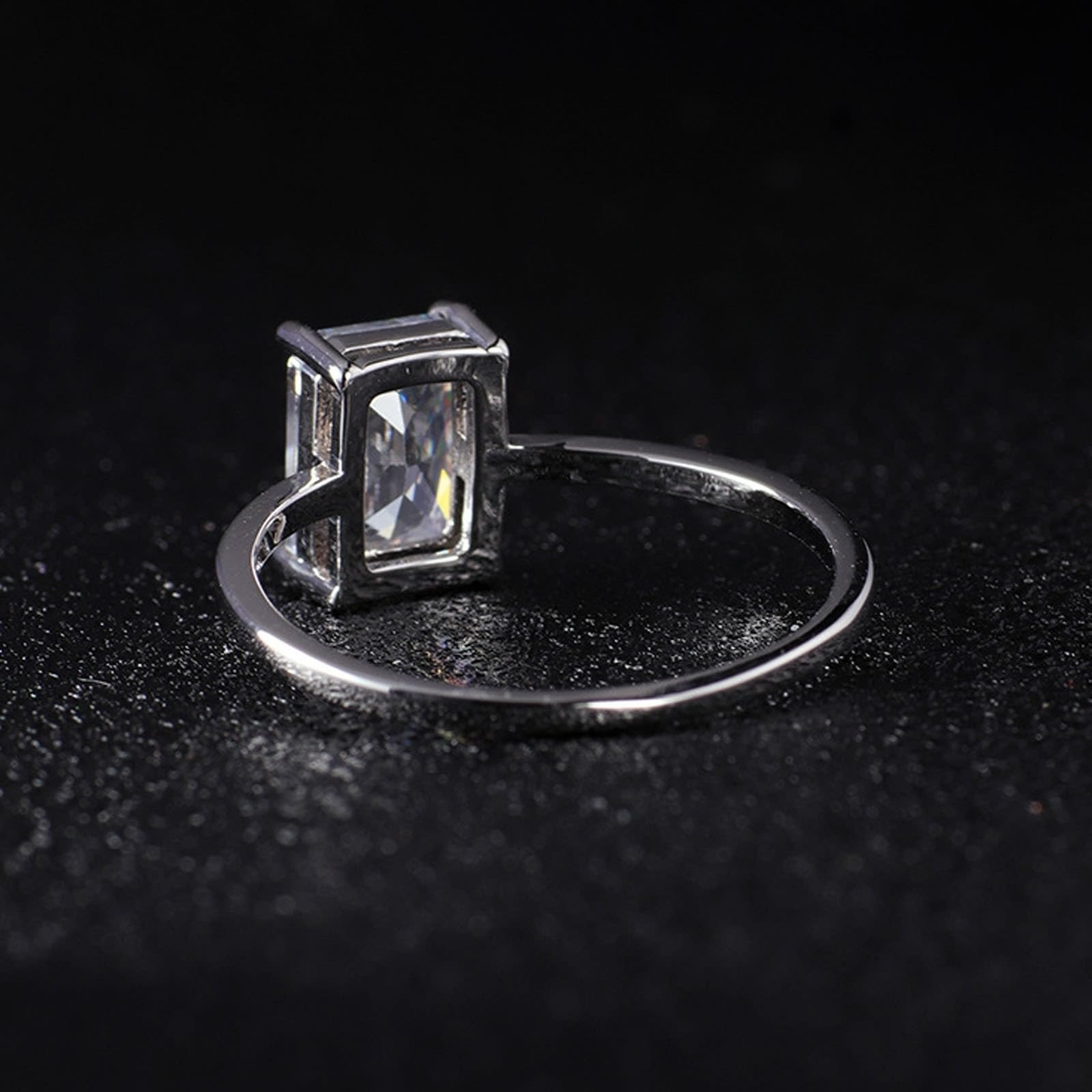 Anillos Mujer Anillo 750 Oro Blanco 9K Oro Blanco Au375/Au585/Au750 Moissanite Blanco Rectangular Moissanite Tamaño 45 (14.3) Clásico para Lesbianas Aniversario Personalizado