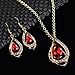 Women Fashion Gold Plated Jewelry Set Necklace Earring of Crystal Sapphire for Costume Show Wedding Party Dance Ceremony Accessories