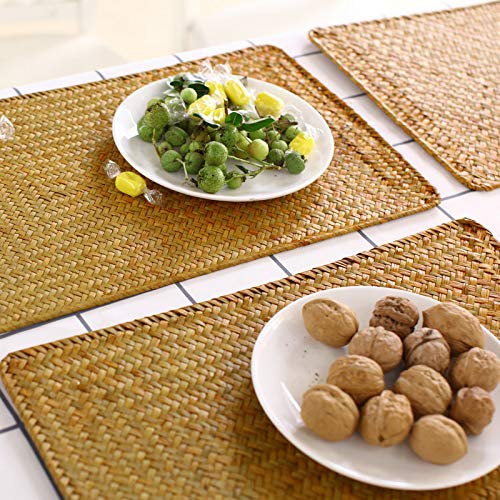 Yangqihome 6 Pack Rectangular Woven Placemats, Rattan Wicker Table Mats thumb #5