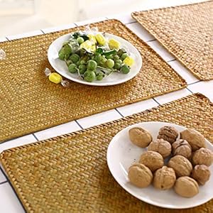 6 Pack Rectangular Woven Placemats, Rattan Wicker Table Mats, 17" x 12", Natural Seagrass Place Mats for Dining Table 6 Pack Rectangular Woven Placemats Rattan Wicker Table Mats 17 x 12 Natural Seagrass Place Mats for Dining Table